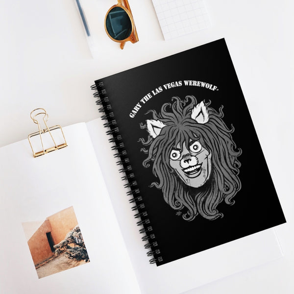 GARY THE WEREWOLF - B&W Face Logo Spiral Notebook - Ruled Line