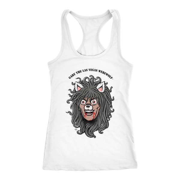 GARY THE WEREWOLF - Orig. Gary Face Logo - Racerback Tank Top in Light Colors