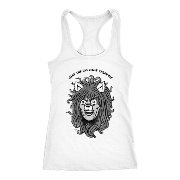 GARY THE WEREWOLF - B&W Gary Face Logo - Racerback Tank Top in Light Colors