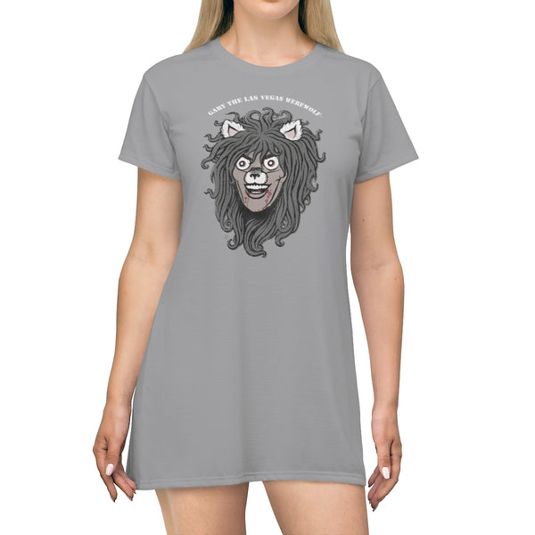 GARY THE WEREWOLF - Faded Gary Face Logo - T-Shirt Dress in Gray