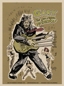 GARY THE WEREWOLF - Green "Rockin' Gary" 3x4" Rectangular Vinyl Sticker