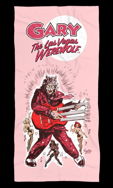 GARY THE WEREWOLF - Pink "Rockin' Gary" Beach Towel