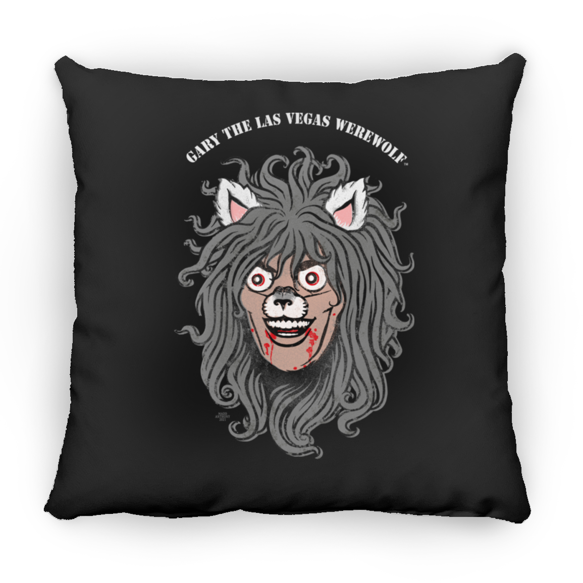 GARY THE WEREWOLF - Faded Gary Face Logo - 16x16 Square Pillow in Various Colors