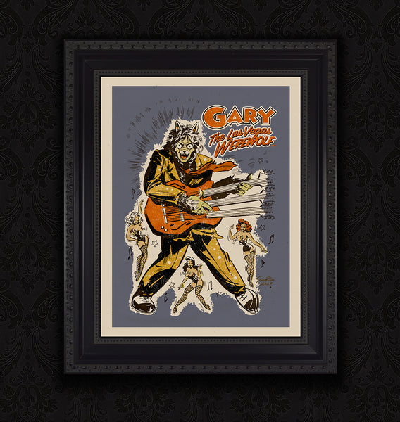 GARY THE WEREWOLF - Red/Gold/Blue “Rockin’ Gary” - Premium Matte Art Print