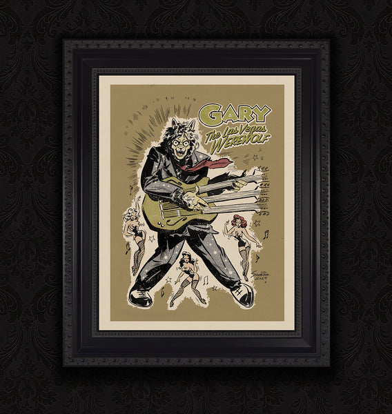 GARY THE WEREWOLF - Green “Rockin’ Gary” - Premium Matte Art Print