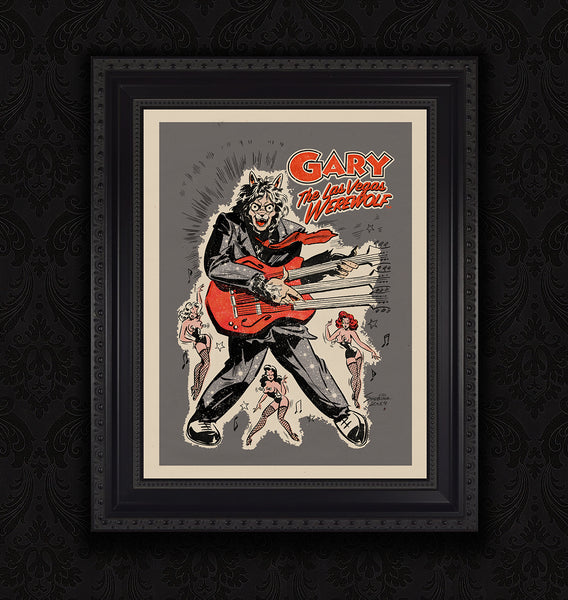 GARY THE WEREWOLF - Red/Grey “Rockin’ Gary” - Premium Matte Art Print