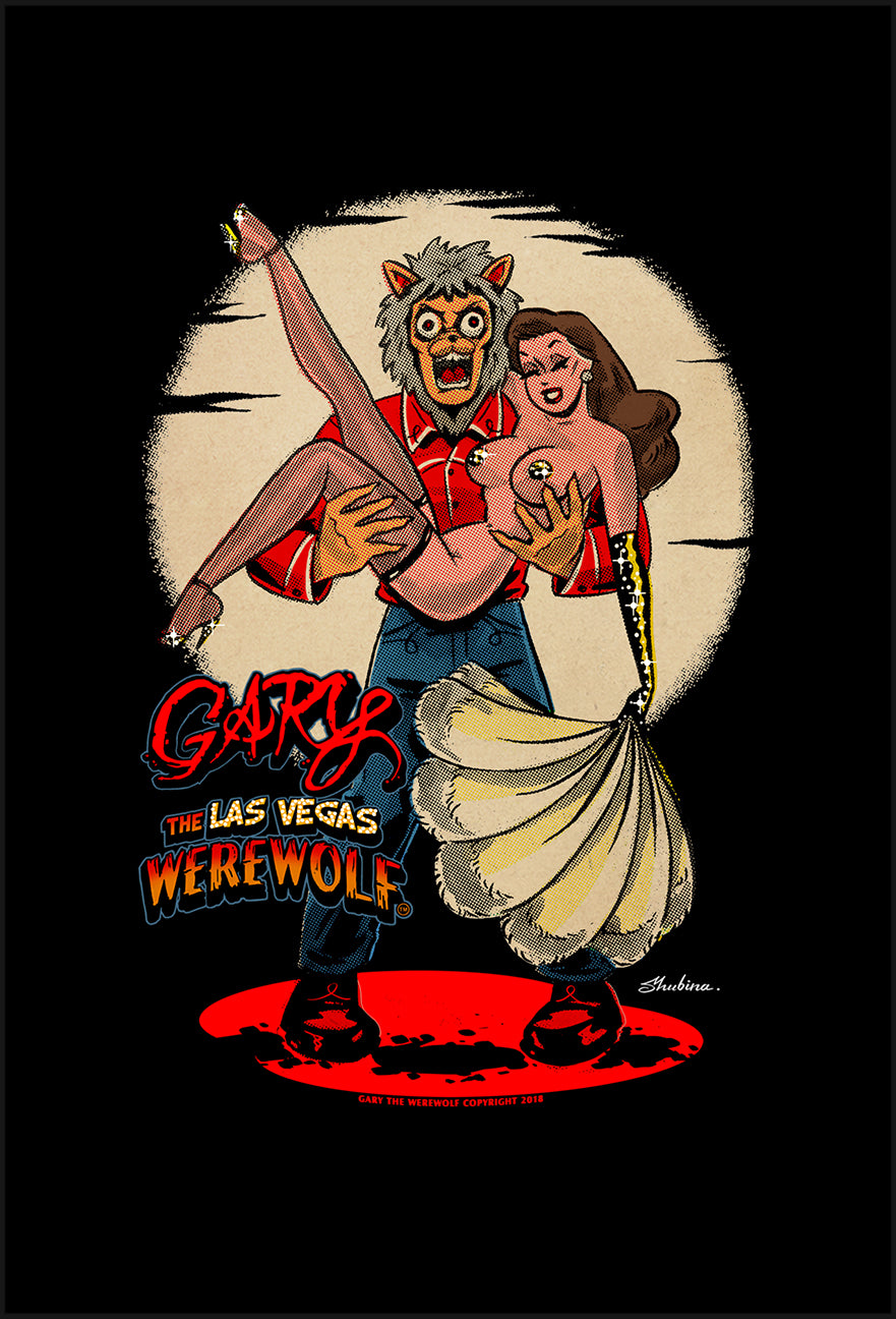 GARY THE WEREWOLF - Brunette "Showgirl" 4x6" Rectangular Vinyl Sticker