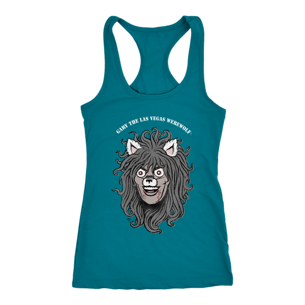 GARY THE WEREWOLF - Faded Gary Face Logo - Racerback Tank Top in Dark Colors