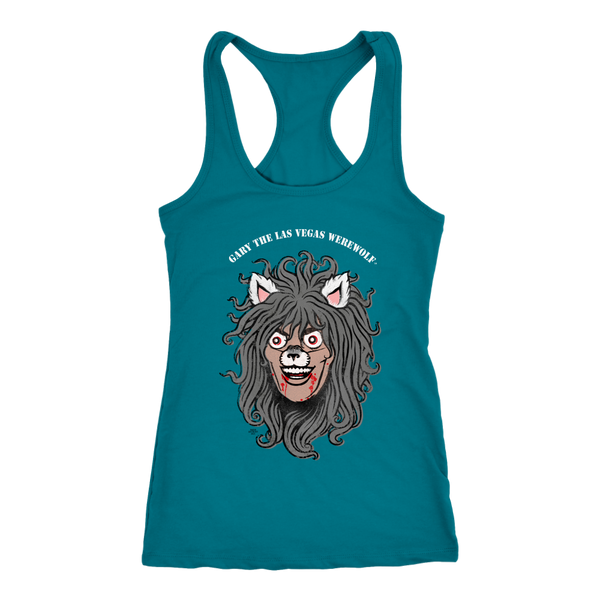 GARY THE WEREWOLF - Orig. Gary Face Logo - Racerback Tank Top in Dark Colors