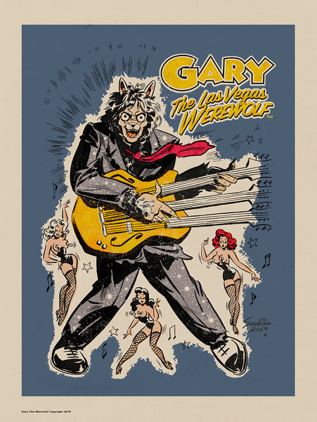 GARY THE WEREWOLF - Blue/Gold “Rockin’ Gary” - Premium Matte Art Print