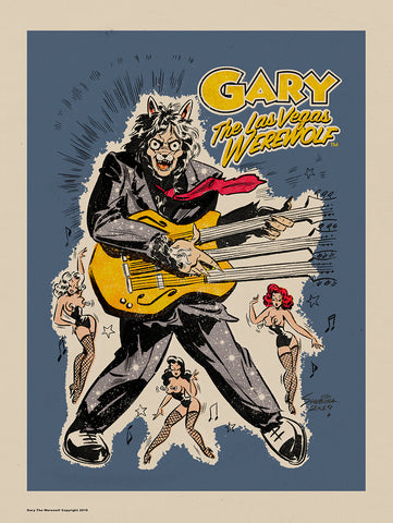 GARY THE WEREWOLF - Blue/Gold “Rockin’ Gary” - Premium Matte Art Print