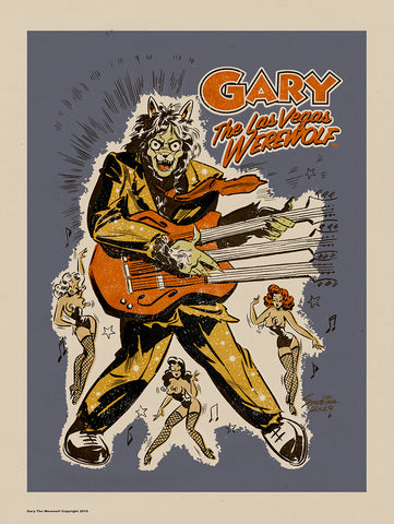 GARY THE WEREWOLF - Red/Gold/Blue “Rockin’ Gary” - Premium Matte Art Print