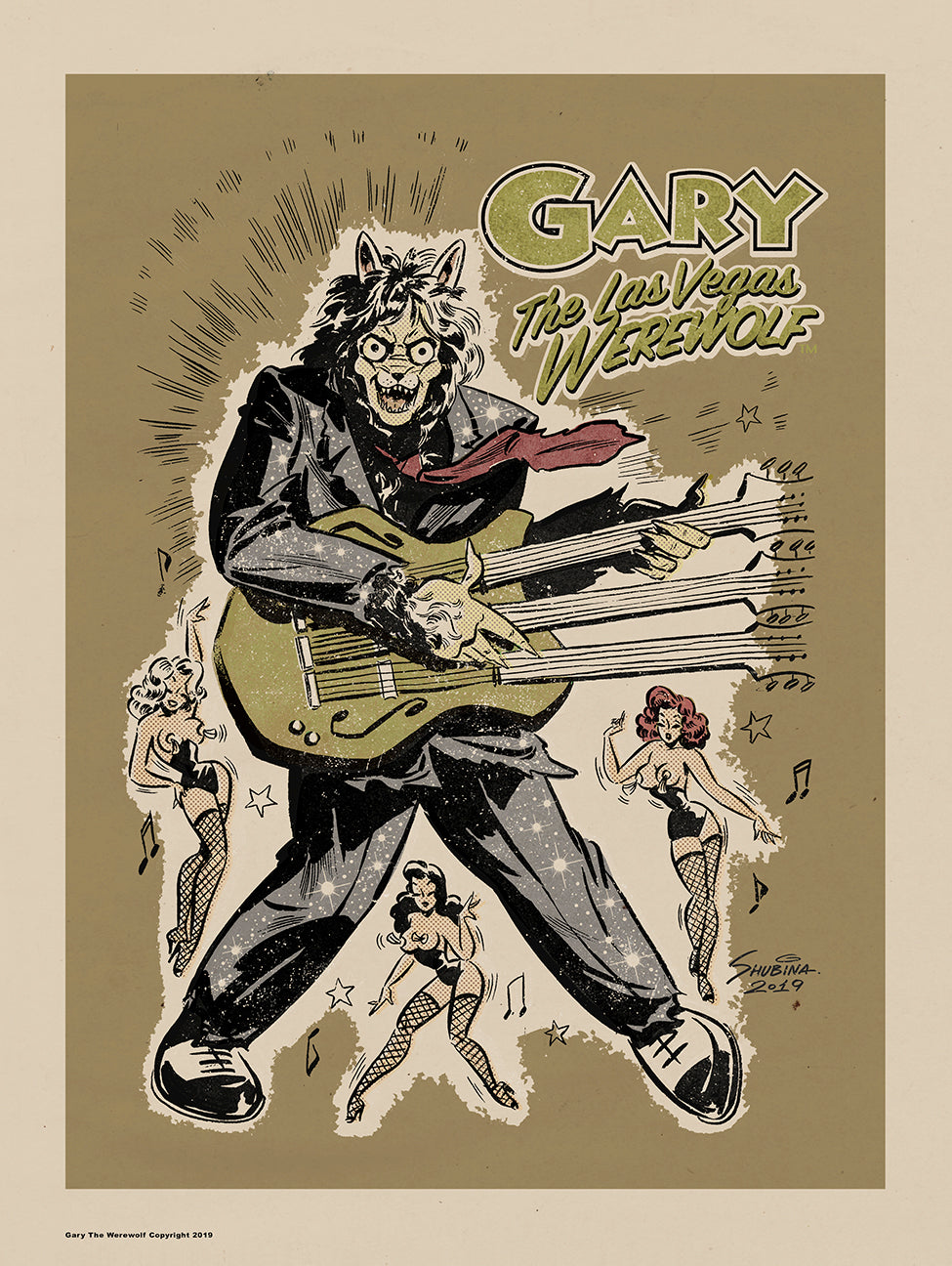GARY THE WEREWOLF - Green “Rockin’ Gary” - Premium Matte Art Print