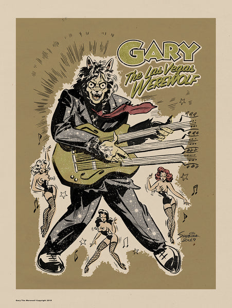 GARY THE WEREWOLF - Green “Rockin’ Gary” - Premium Matte Art Print