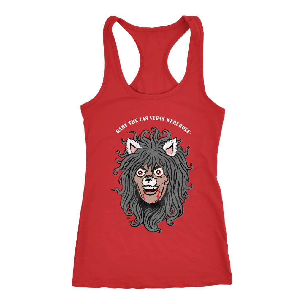 GARY THE WEREWOLF - Orig. Gary Face Logo - Racerback Tank Top in Dark Colors