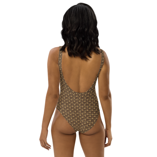 GARY THE WEREWOLF - Brown Gary Face Logo All-Over Print - One-Piece Swimsuit