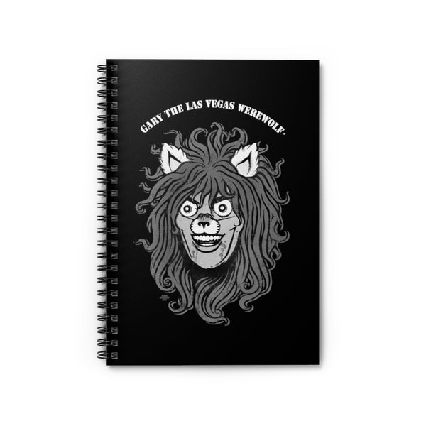 GARY THE WEREWOLF - B&W Face Logo Spiral Notebook - Ruled Line