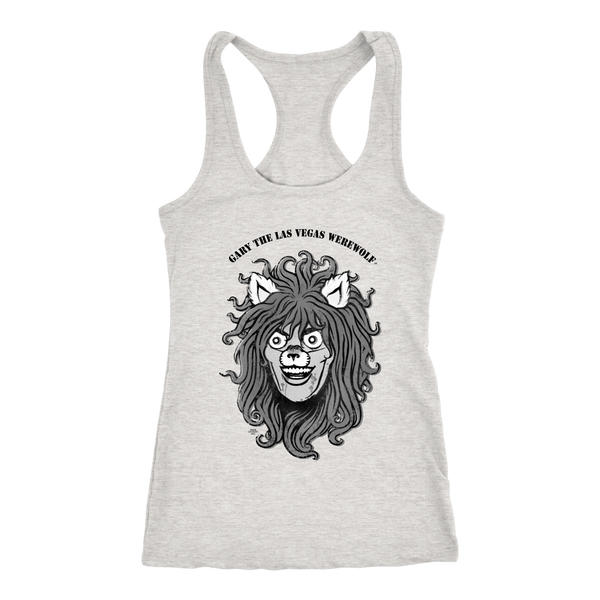 GARY THE WEREWOLF - B&W Gary Face Logo - Racerback Tank Top in Light Colors