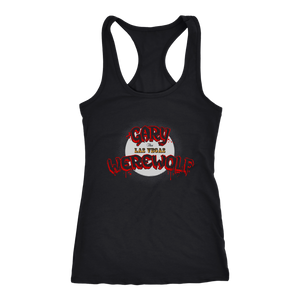 GARY THE WEREWOLF - Red & Gold Moon Logo - Racerback Tank Top in Black