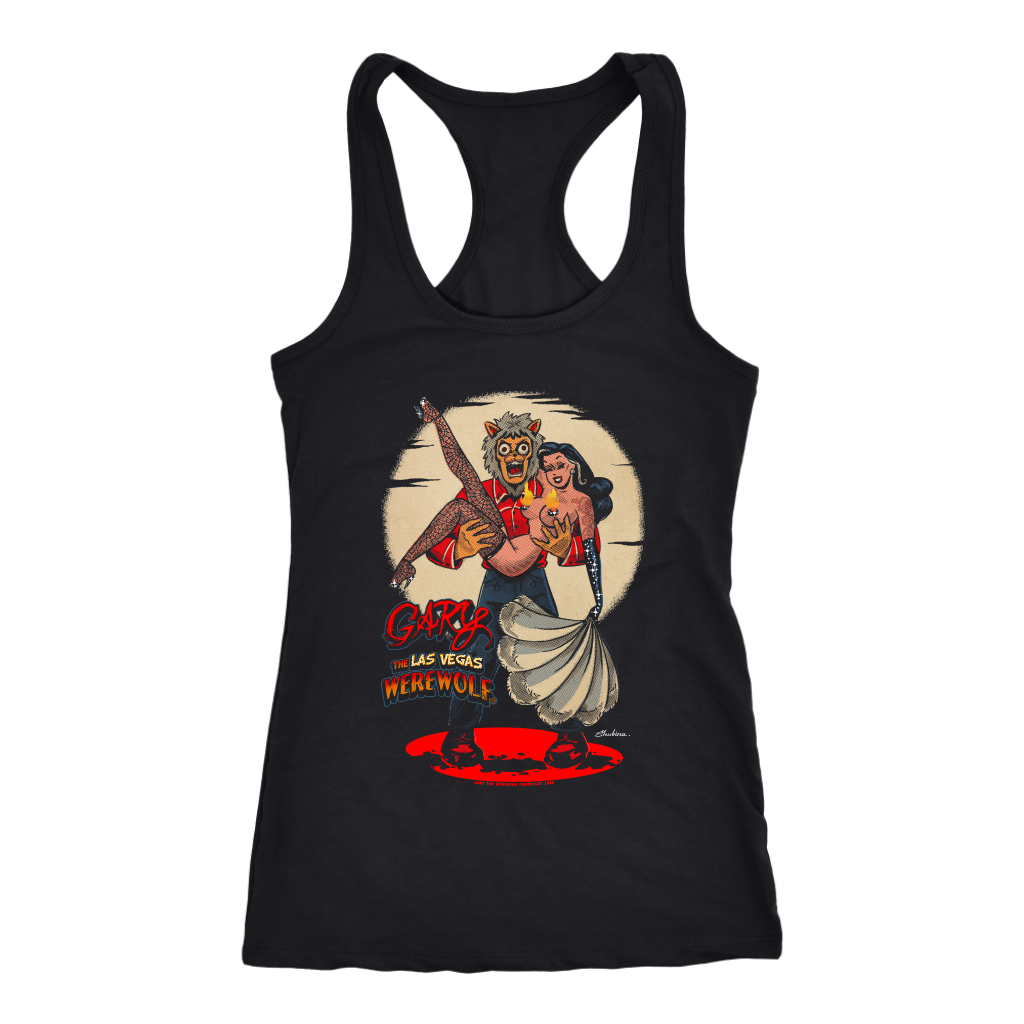 GARY THE WEREWOLF - Marie Devilreux "Showgirl" Women's Racerback Tank Top in Black