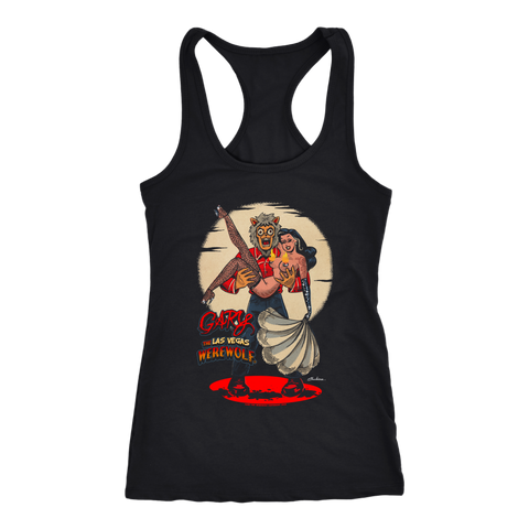 GARY THE WEREWOLF - Marie Devilreux "Showgirl" Women's Racerback Tank Top in Black