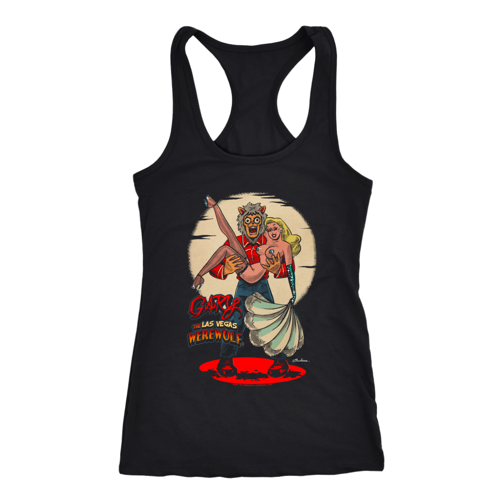 GARY THE WEREWOLF - Blonde "Showgirl" Women's Racerback Tank Top in Black