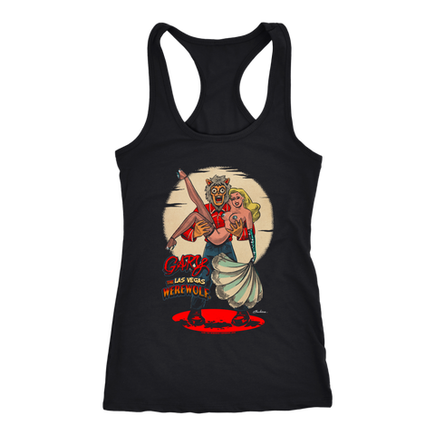 GARY THE WEREWOLF - Blonde "Showgirl" Women's Racerback Tank Top in Black