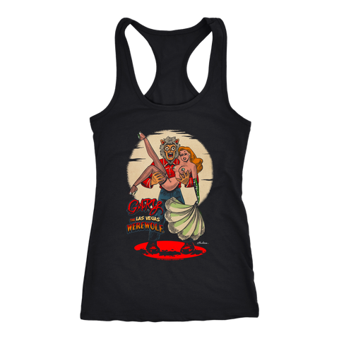 GARY THE WEREWOLF - Redhead "Showgirl" Women's Racerback Tank Top in Black