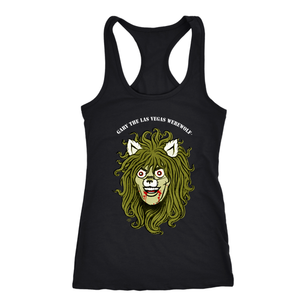 GARY THE WEREWOLF - Monster Green Gary Face Logo - Racerback Tank Top in Black