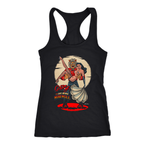 GARY THE WEREWOLF - Black Haired "Showgirl" Women's Racerback Tank Top in Black