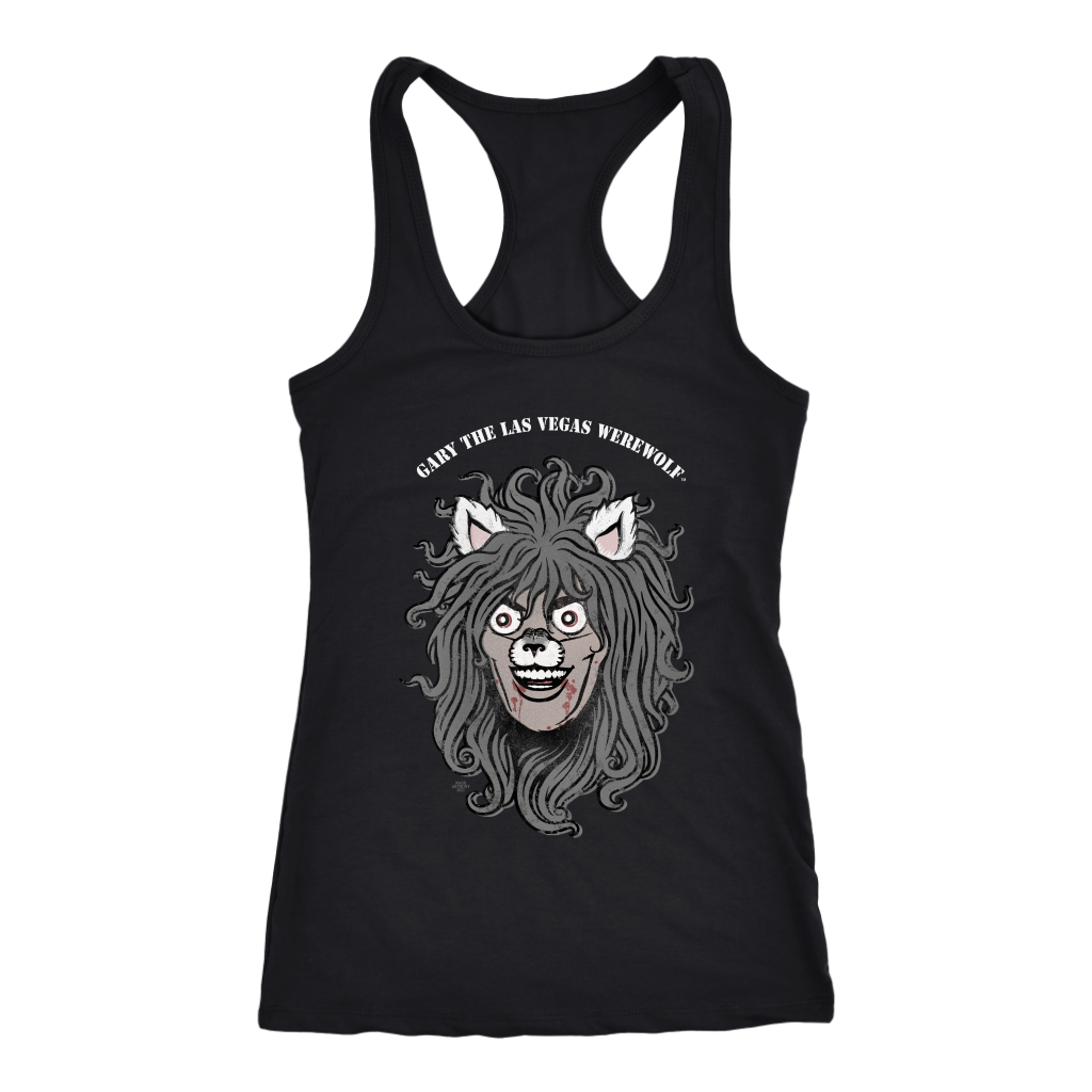 GARY THE WEREWOLF - Faded Gary Face Logo - Racerback Tank Top in Black