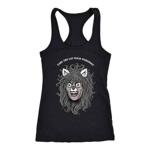 GARY THE WEREWOLF - Faded Gary Face Logo - Racerback Tank Top in Black