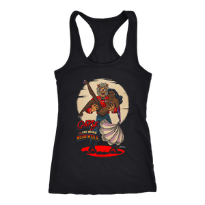 GARY THE WEREWOLF - Dyna Mitelover "Showgirl" Women's Racerback Tank Top in Black