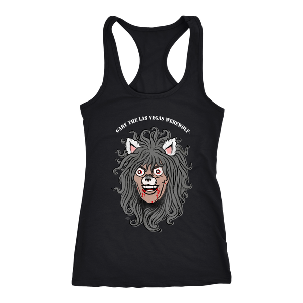 GARY THE WEREWOLF - Orig. Gary Face Logo - Racerback Tank Top in Black