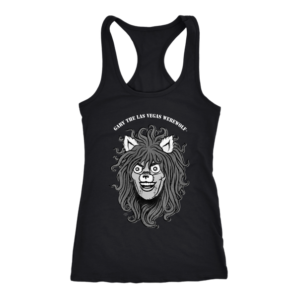 GARY THE WEREWOLF - B&W Gary Face Logo - Racerback Tank Top in Dark Colors