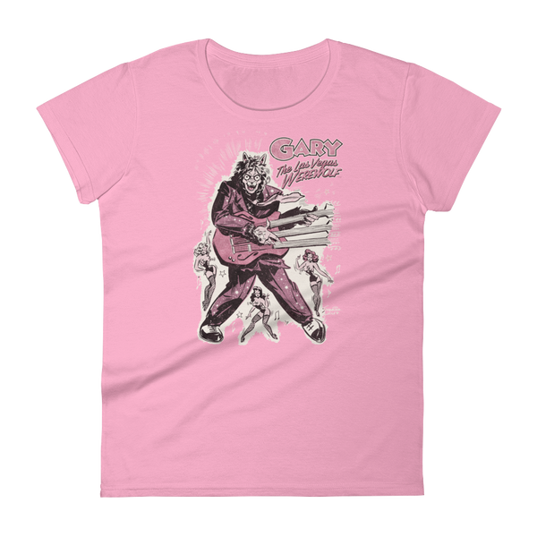 GARY THE WEREWOLF - Pink "Rockin' Gary" Women's Babydoll T-shirt in Various Colors