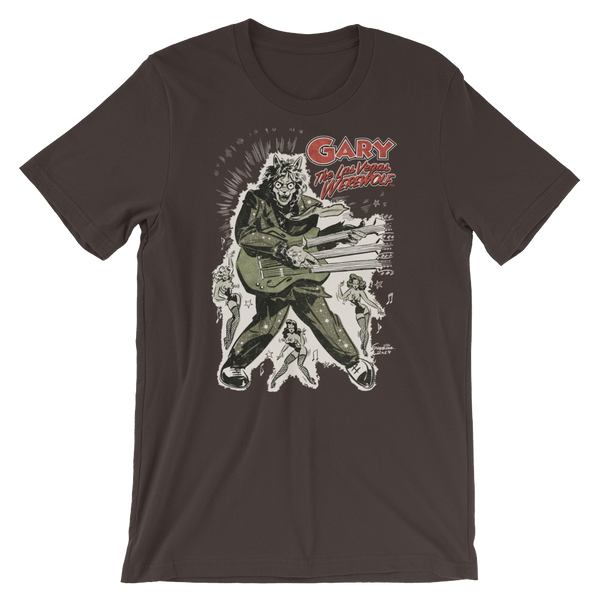 GARY THE WEREWOLF - Olive Green/Red "Rockin' Gary" T-shirt in Various Colors