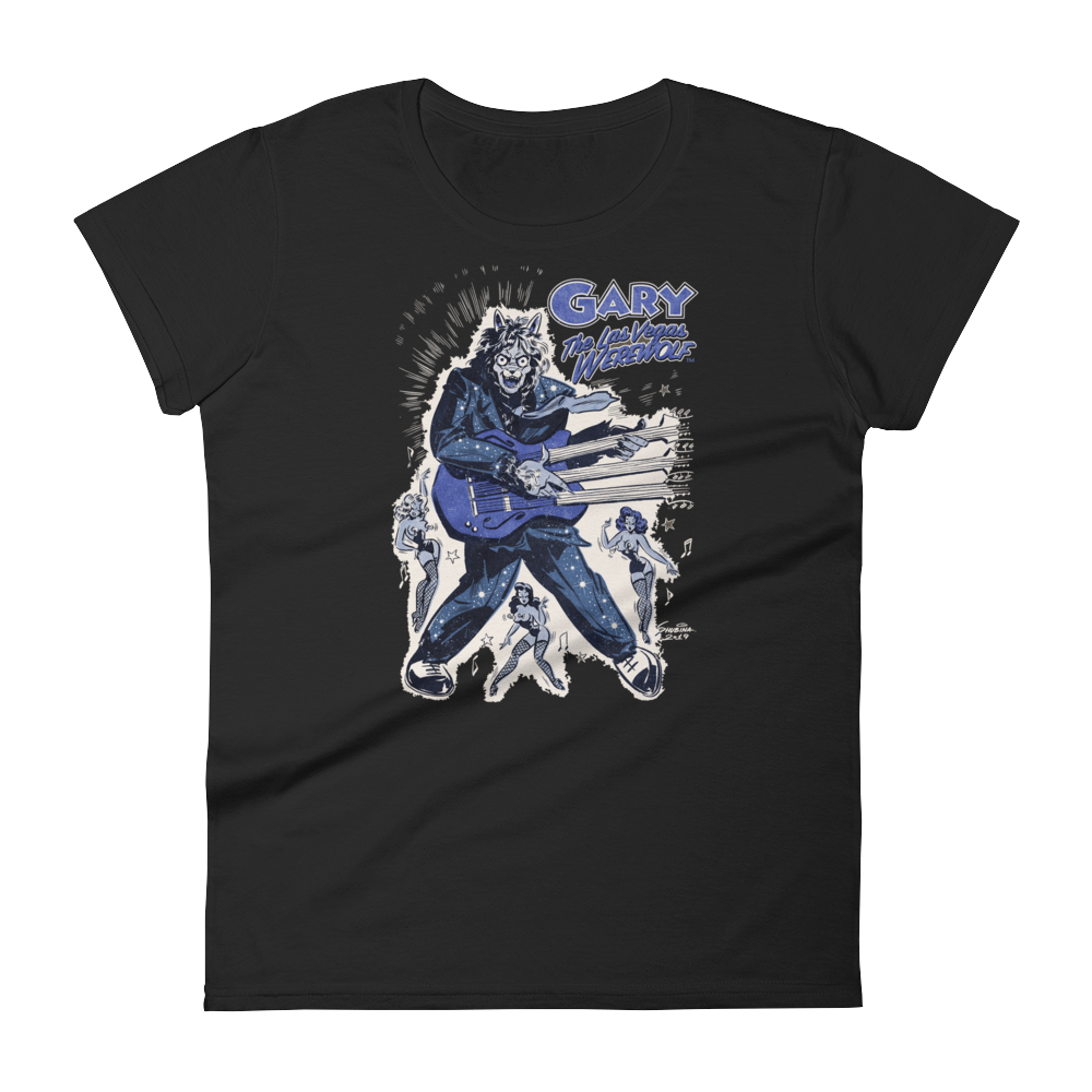 GARY THE WEREWOLF - Blue "Rockin' Gary" Women's Babydoll T-shirt in Various Colors