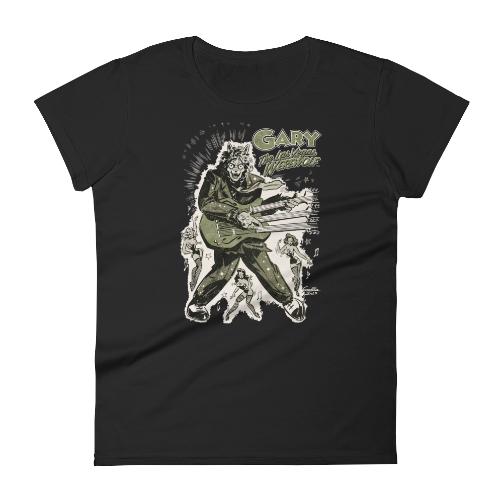 GARY THE WEREWOLF - Olive Green "Rockin' Gary" Women's Babydoll T-shirt in Various Colors