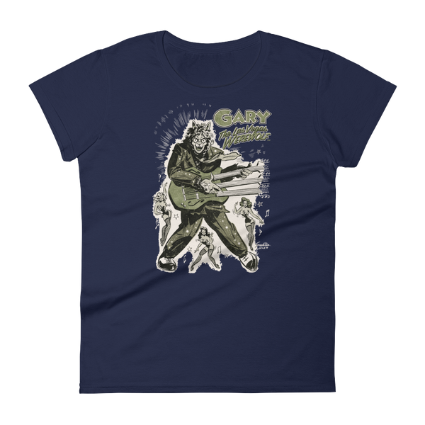 GARY THE WEREWOLF - Olive Green "Rockin' Gary" Women's Babydoll T-shirt in Various Colors