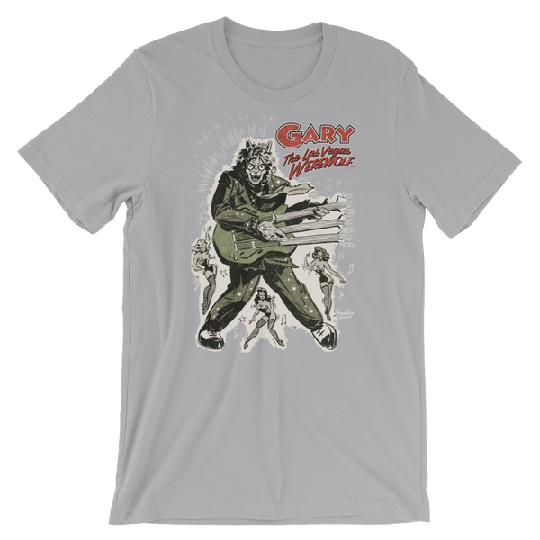 GARY THE WEREWOLF - Olive Green/Red "Rockin' Gary" T-shirt in Various Colors