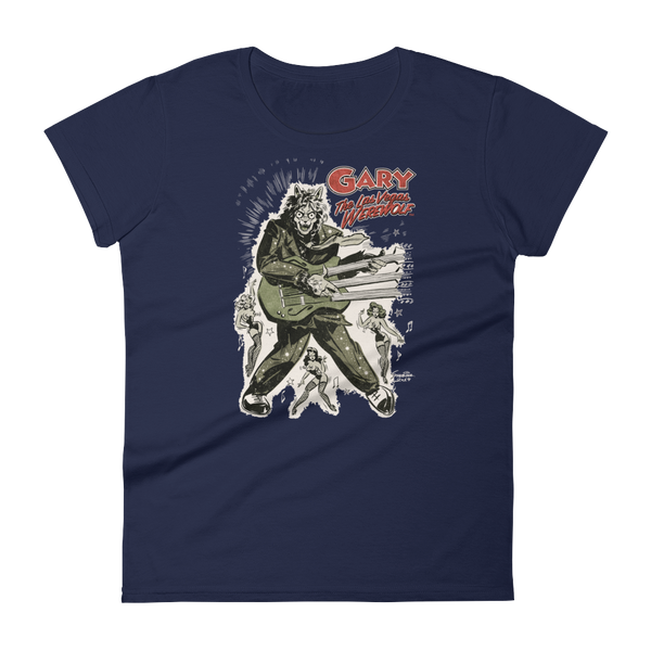 GARY THE WEREWOLF - Olive Green/Red "Rockin' Gary" Women's Babydoll T-shirt in Various Colors