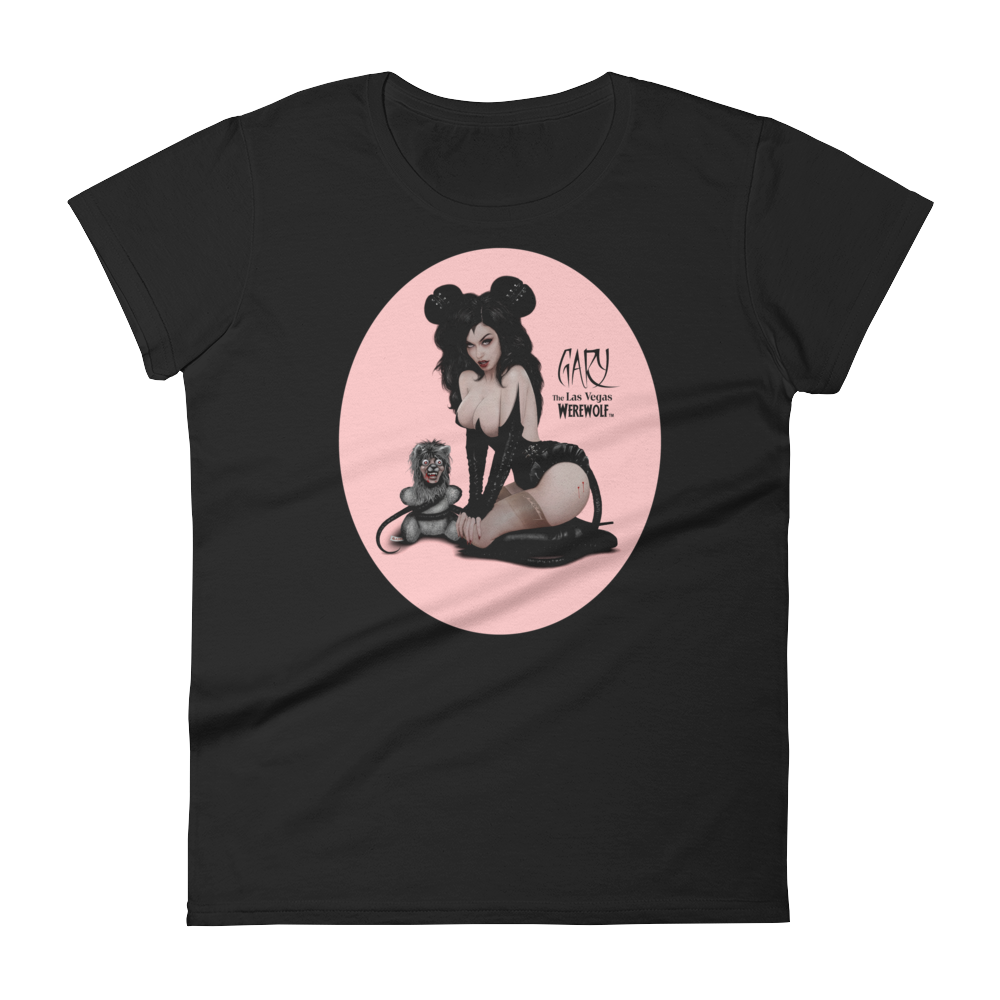 MADD ANTHONY/GARY THE WEREWOLF - Pink "Mistress Mouse" Women's Babydoll T-shirt in Black