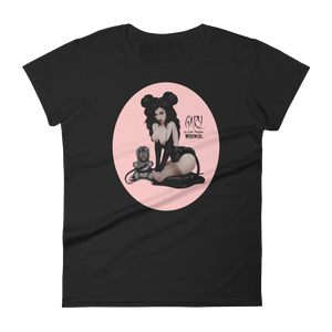 MADD ANTHONY/GARY THE WEREWOLF - Pink "Mistress Mouse" Women's Babydoll T-shirt in Black