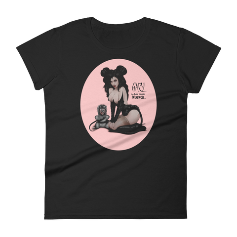 MADD ANTHONY/GARY THE WEREWOLF - Pink "Mistress Mouse" Women's Babydoll T-shirt in Black