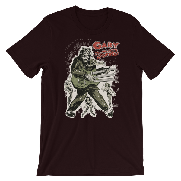 GARY THE WEREWOLF - Olive Green/Red "Rockin' Gary" T-shirt in Various Colors