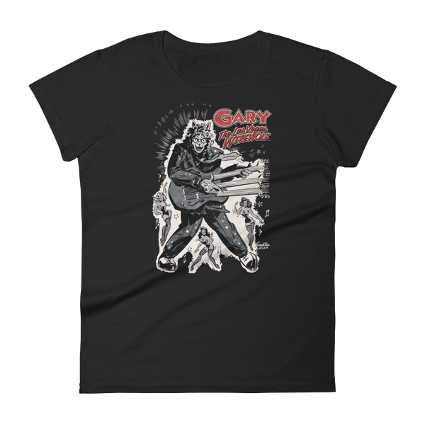 GARY THE WEREWOLF - Silver/Red "Rockin' Gary" Women's Babydoll T-shirt in Various Colors