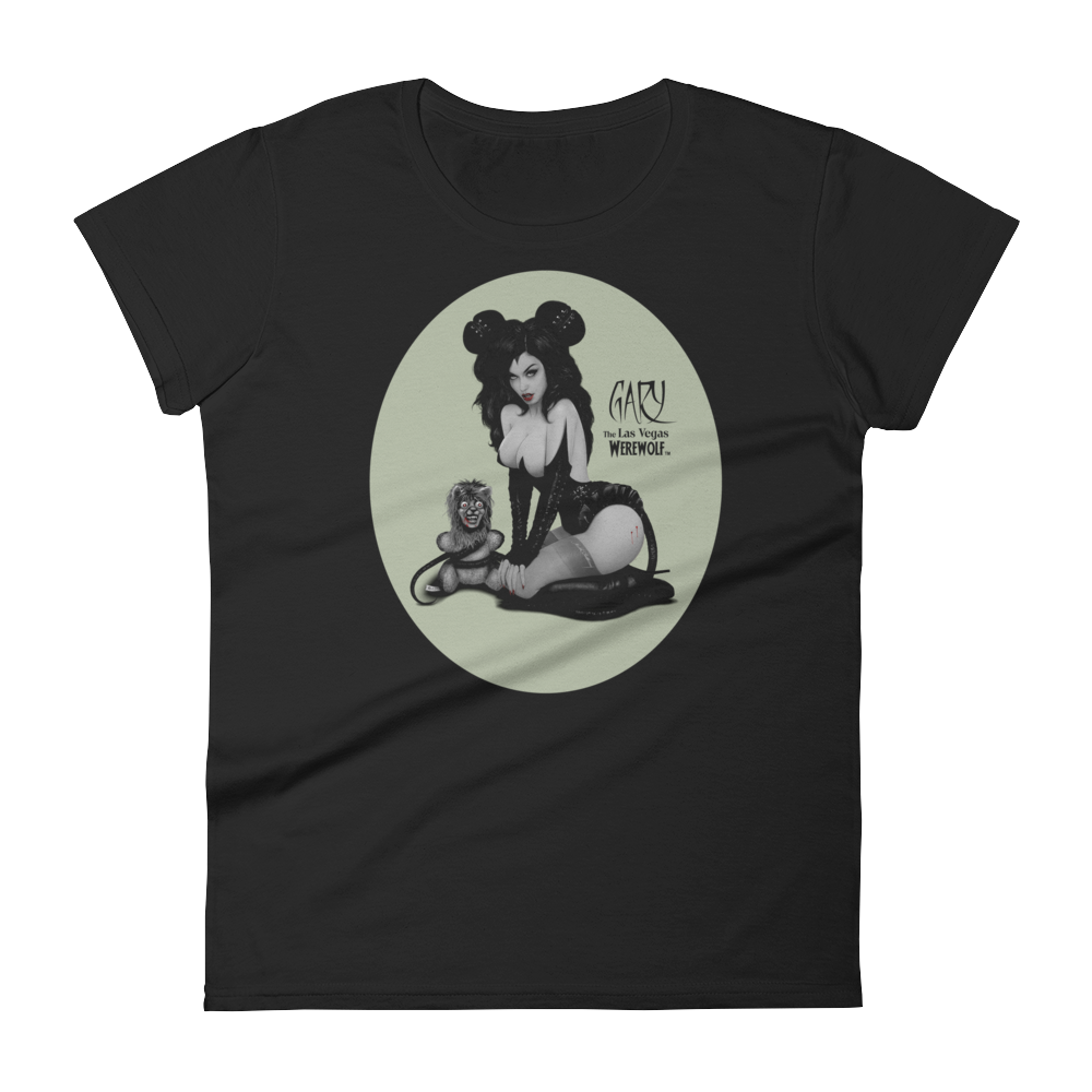 MADD ANTHONY/GARY THE WEREWOLF - B&W/Green "Mistress Mouse" Women's Babydoll T-shirt in Black