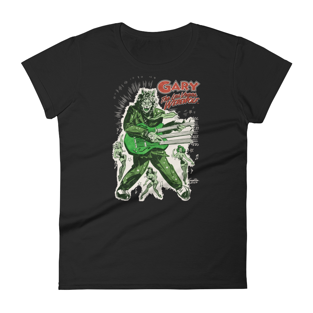 GARY THE WEREWOLF - Bright Green "Rockin' Gary" Women's Babydoll T-shirt in Various Colors