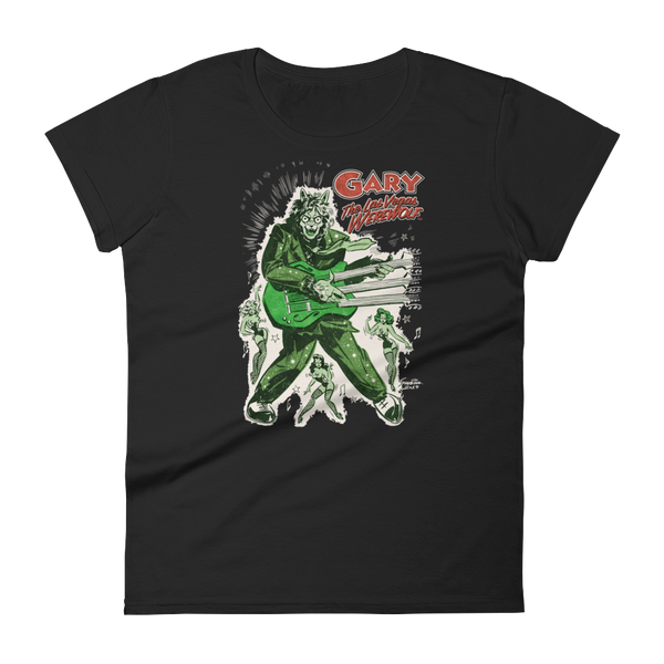 GARY THE WEREWOLF - Bright Green "Rockin' Gary" Women's Babydoll T-shirt in Various Colors